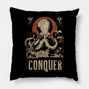 Conquer the Oceans - Vintage Octopus Art Pillow