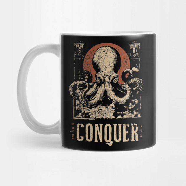 Conquer the Oceans - Vintage Octopus Art by TuncGK