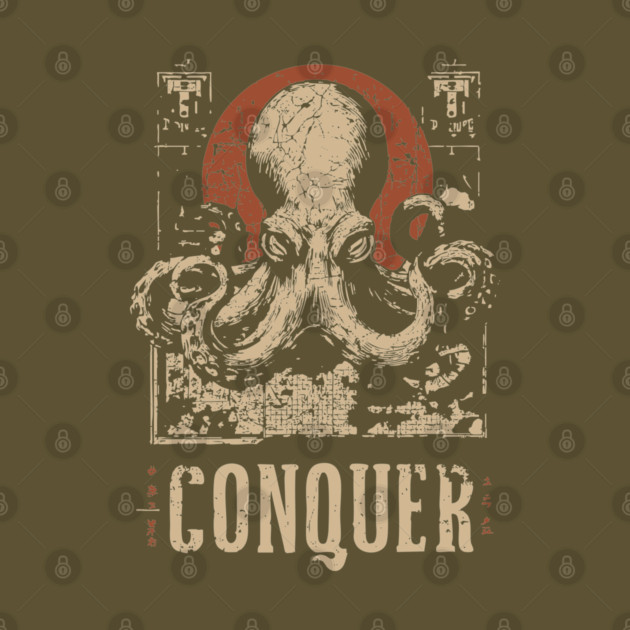 Conquer the Oceans - Vintage Octopus Art by TuncGK