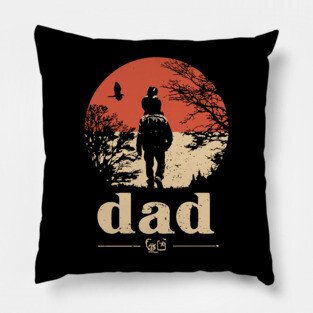 Dad Carrying Kid - Vintage Fatherhood Art Pillow
