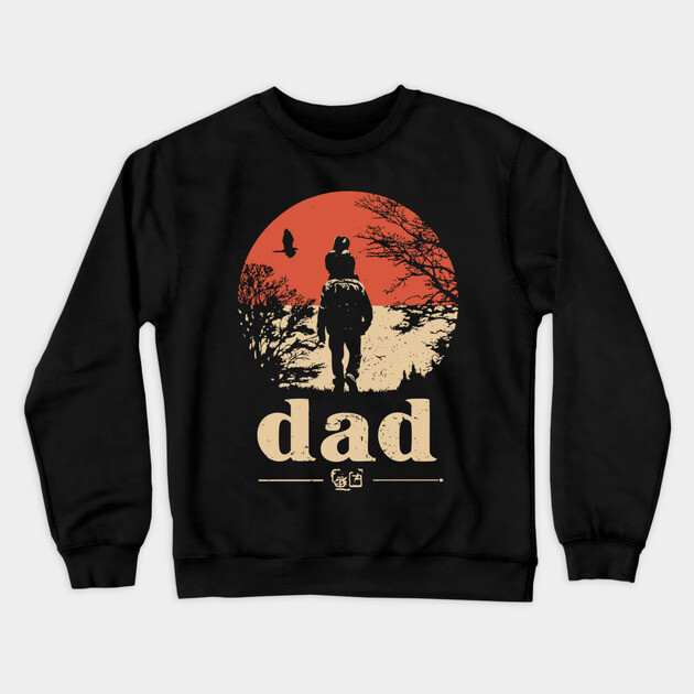 Dad Carrying Kid - Vintage Fatherhood Art Crewneck Sweatshirt by TuncGK