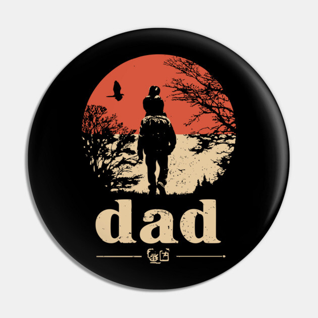 Dad Carrying Kid - Vintage Fatherhood Art Pin by TuncGK