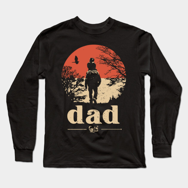 Dad Carrying Kid - Vintage Fatherhood Art Long Sleeve T-Shirt by TuncGK