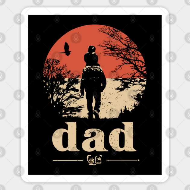 Dad Carrying Kid - Vintage Fatherhood Art Sticker by TuncGK