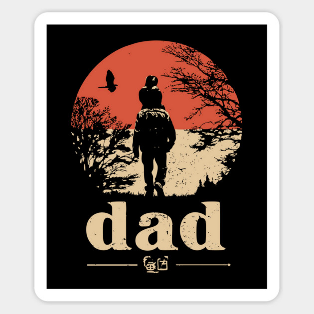 Dad Carrying Kid - Vintage Fatherhood Art Magnet by TuncGK
