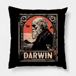 Darwin Evolution Theory Vintage Science Art Pillow