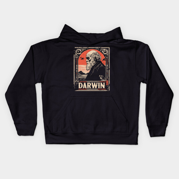 Darwin Evolution Theory Vintage Science Art Kids Hoodie by TuncGK