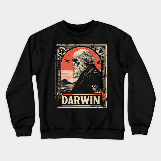 Darwin Evolution Theory Vintage Science Art Crewneck Sweatshirt by TuncGK