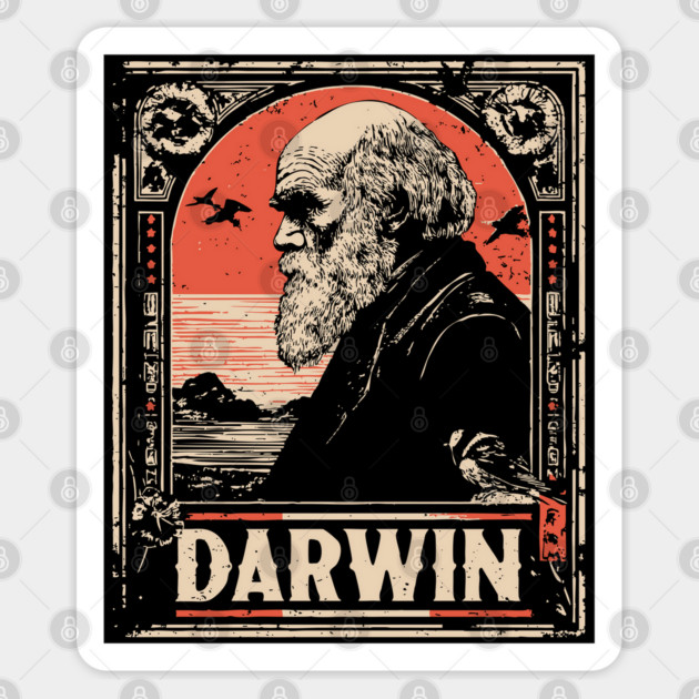 Darwin Evolution Theory Vintage Science Art Sticker by TuncGK