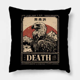 Death's Vulture - Vintage Gothic Wildlife Art Pillow