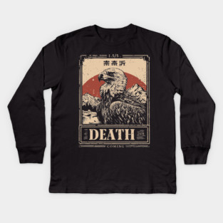 Death's Vulture - Vintage Gothic Wildlife Art Kids Long Sleeve T-Shirt