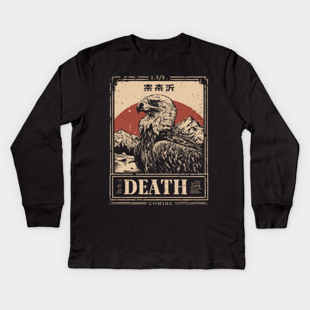 Death's Vulture - Vintage Gothic Wildlife Art Kids Long Sleeve T-Shirt by TuncGK