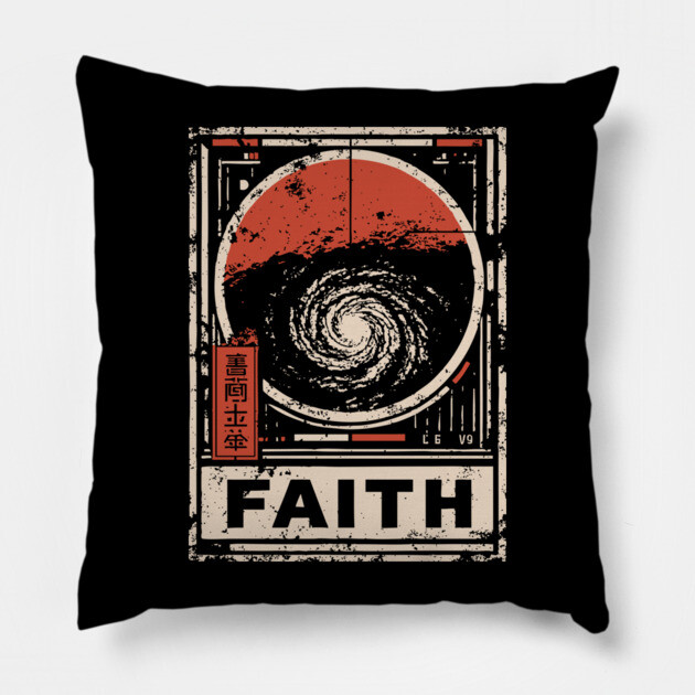 Faith - Vintage Spiritual Galaxy Art Pillow by TuncGK