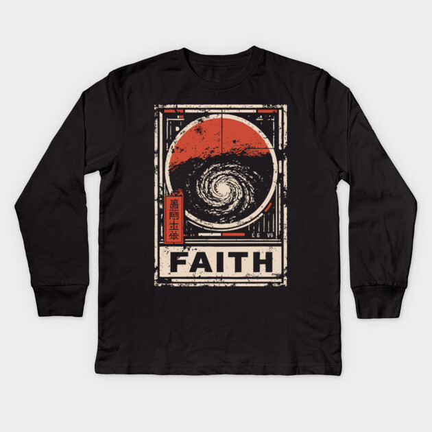 Faith - Vintage Spiritual Galaxy Art Kids Long Sleeve T-Shirt by TuncGK