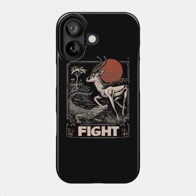 Fight - Antelope and Crocodile Survival Art Phone Case by TuncGK