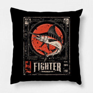 Fighter Swordfish - Vintage Marine Wildlife Art Pillow