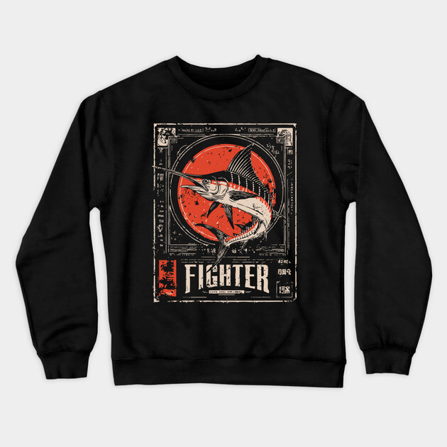 Fighter Swordfish - Vintage Marine Wildlife Art Crewneck Sweatshirt by TuncGK
