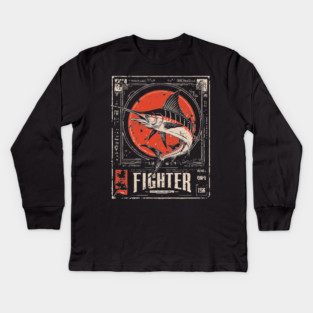 Fighter Swordfish - Vintage Marine Wildlife Art Kids Long Sleeve T-Shirt