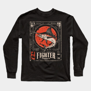 Fighter Swordfish - Vintage Marine Wildlife Art Long Sleeve T-Shirt