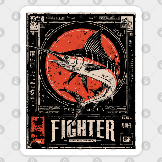 Fighter Swordfish - Vintage Marine Wildlife Art Sticker by TuncGK