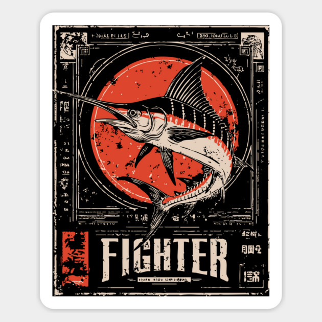 Fighter Swordfish - Vintage Marine Wildlife Art Magnet by TuncGK
