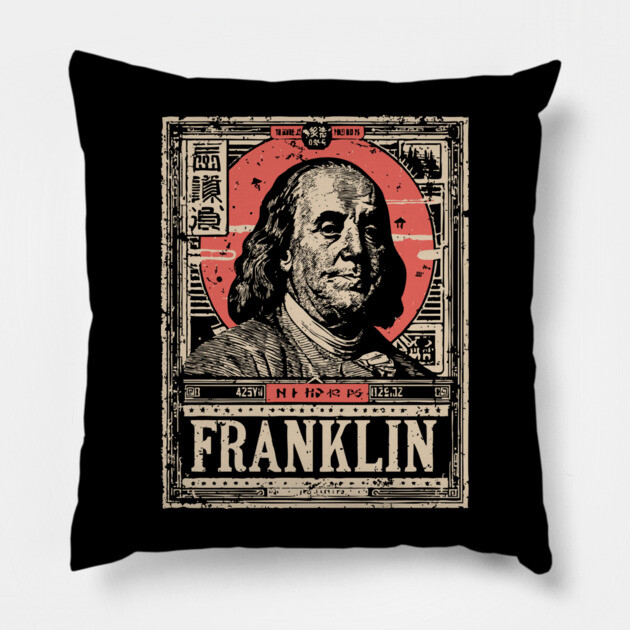 Benjamin Franklin Founding Father Vintage Portrait Pillow by TuncGK