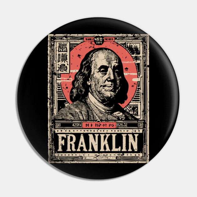 Benjamin Franklin Founding Father Vintage Portrait Pin by TuncGK