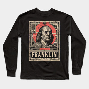 Benjamin Franklin Founding Father Vintage Portrait Long Sleeve T-Shirt
