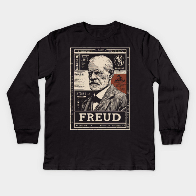 Freud Psychology Pioneer Vintage Portrait Kids Long Sleeve T-Shirt by TuncGK