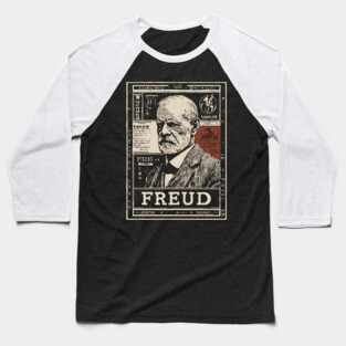 Freud Psychology Pioneer Vintage Portrait Baseball T-Shirt