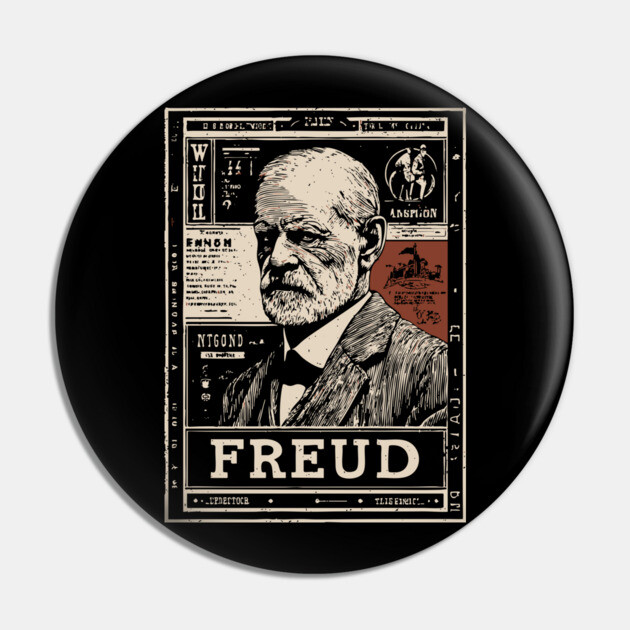 Freud Psychology Pioneer Vintage Portrait Pin by TuncGK