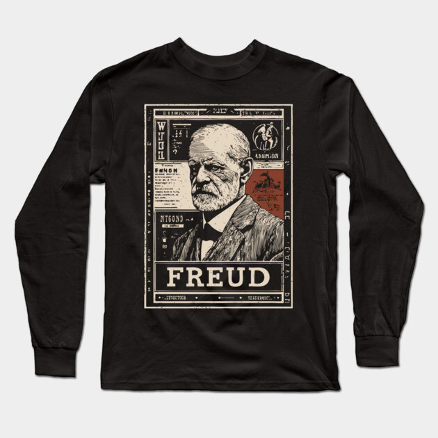 Freud Psychology Pioneer Vintage Portrait Long Sleeve T-Shirt by TuncGK