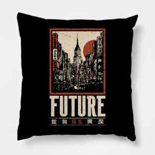 Future City - Vintage Urban Dystopia Art Pillow