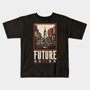 Future City - Vintage Urban Dystopia Art Kids T-Shirt