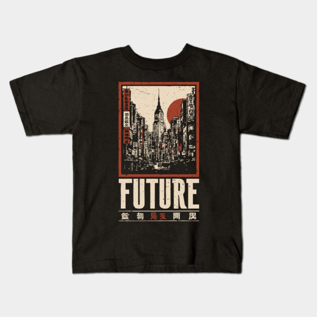 Future City - Vintage Urban Dystopia Art Kids T-Shirt by TuncGK