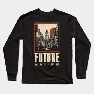 Future City - Vintage Urban Dystopia Art Long Sleeve T-Shirt