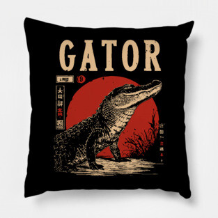 Gator - Vintage Swamp Predator Art Pillow