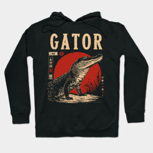 Gator - Vintage Swamp Predator Art Hoodie