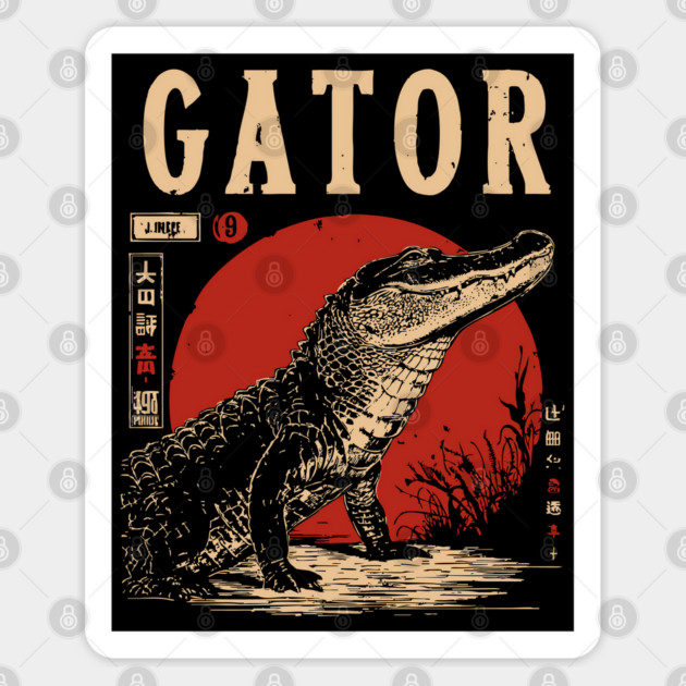 Gator - Vintage Swamp Predator Art Sticker by TuncGK
