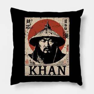 Genghis Khan Conqueror Vintage Art Pillow