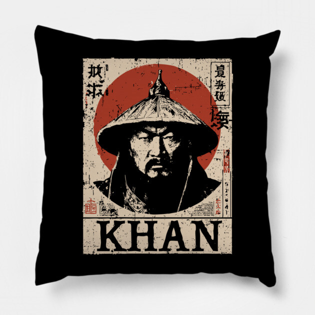 Genghis Khan Conqueror Vintage Art Pillow by TuncGK