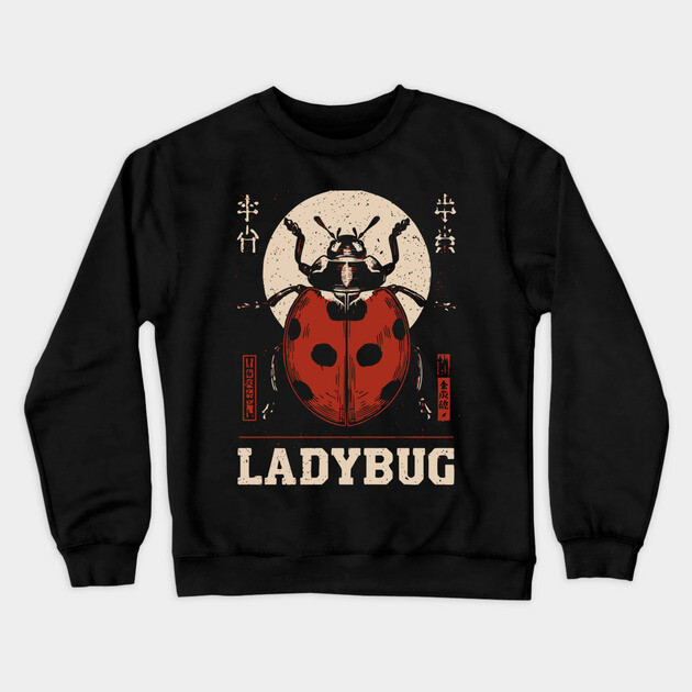 Ladybug - Vintage Garden Luck Art Crewneck Sweatshirt by TuncGK