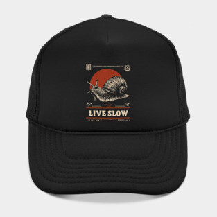 Live Slow - Vintage Snail Philosophy Art Hat