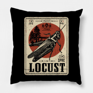 Locust Swarm - Vintage Insect Art Pillow