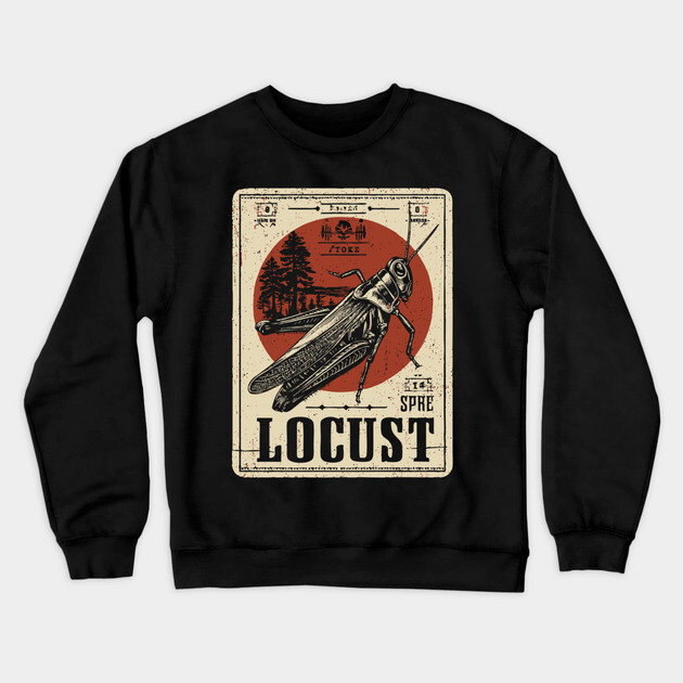Locust Swarm - Vintage Insect Art Crewneck Sweatshirt by TuncGK