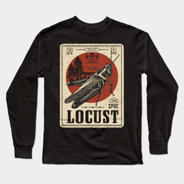 Locust Swarm - Vintage Insect Art Long Sleeve T-Shirt by TuncGK