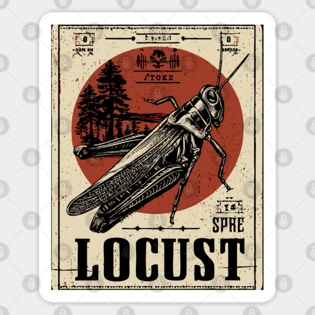 Locust Swarm - Vintage Insect Art Sticker by TuncGK