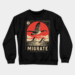 Migrate - Vintage Geese Formation Art Crewneck Sweatshirt