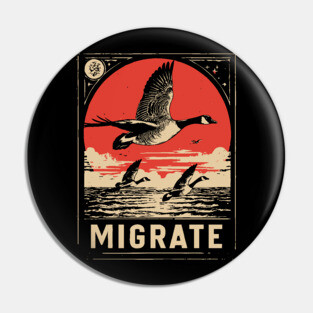 Migrate - Vintage Geese Formation Art Pin