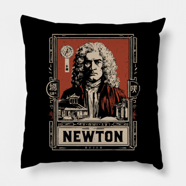 Newton Physics Pioneer Vintage Science Art Pillow by TuncGK